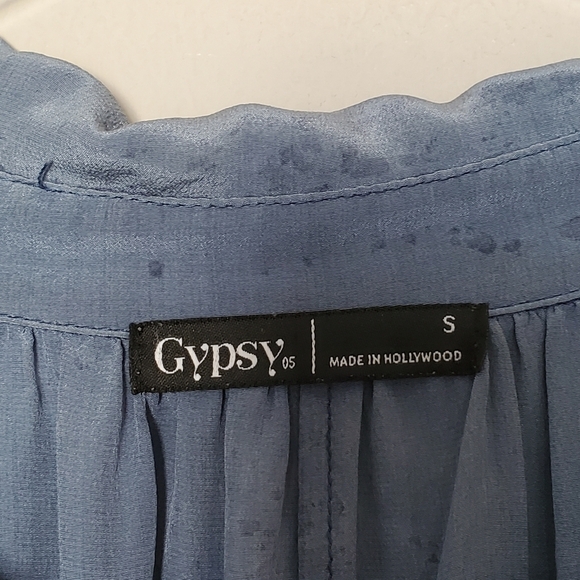 Gypsy 05 100% Silk Boho Tie Dye Tunic Top Blue Oversized Lagenlook Size Small - Picture 5 of 12